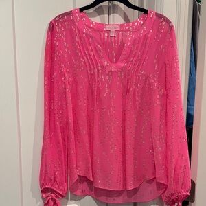 Lilly Pulitzer Pink Blouse with Silver Accents